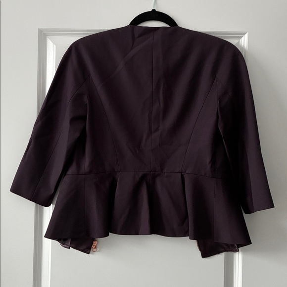 Ted Baker Size 1 (US 4) Working Title Eben Peplum Zip-Front Blazer - Plum - Picture 5 of 9